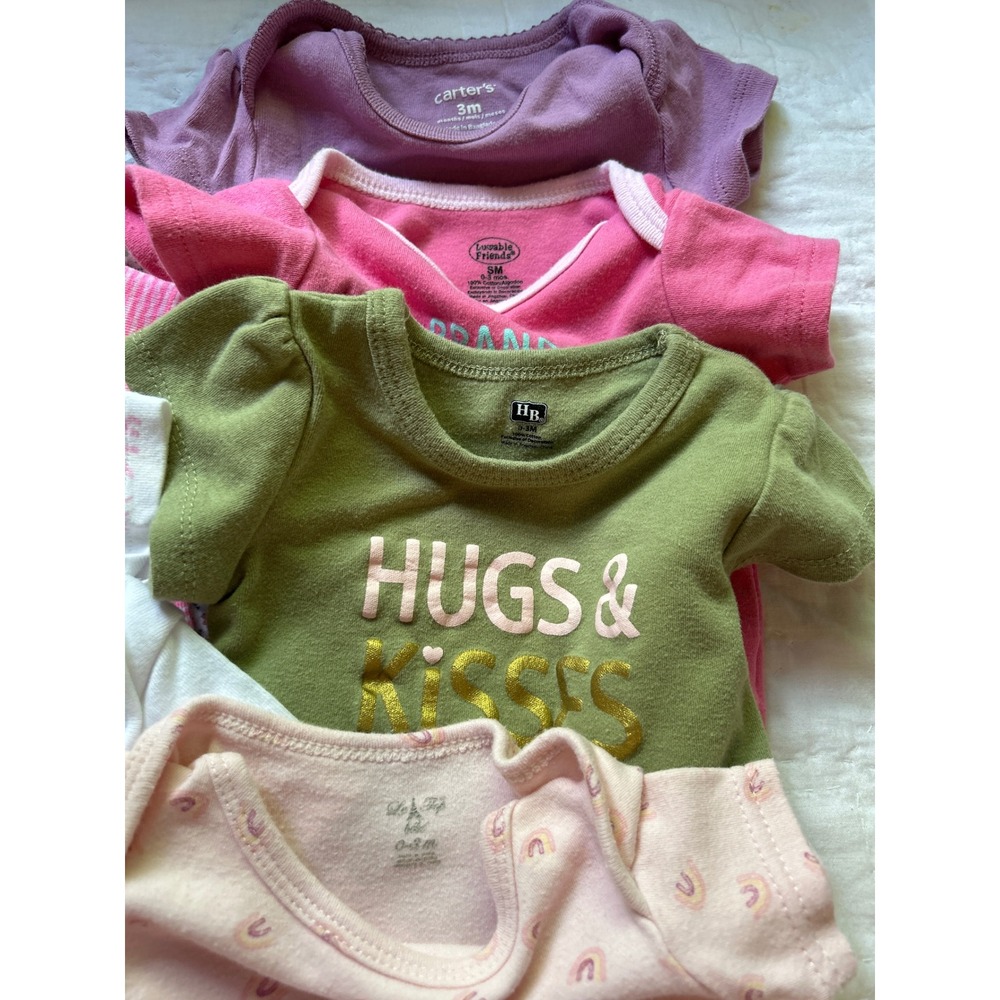 Lot of 8 Baby Girls Bodysuits 3 Months Carters Burts Bees Childrens Place #3 - Picture 6 of 6